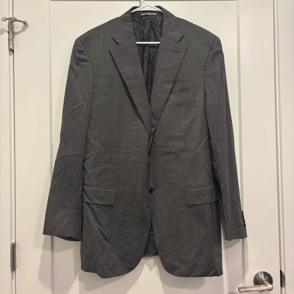 Canali 1934 Mens Grey Micro Pattern 100% Wool Blazer Sport Coat Italy 46L